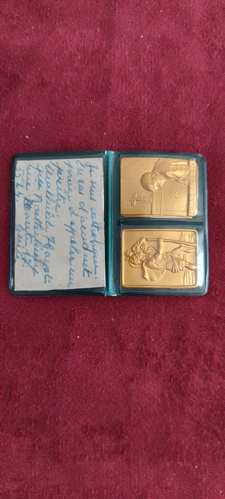 Ancien porte-clés / étui de protection auto catholique Saint Christophe & Frère Mutien – photo 2